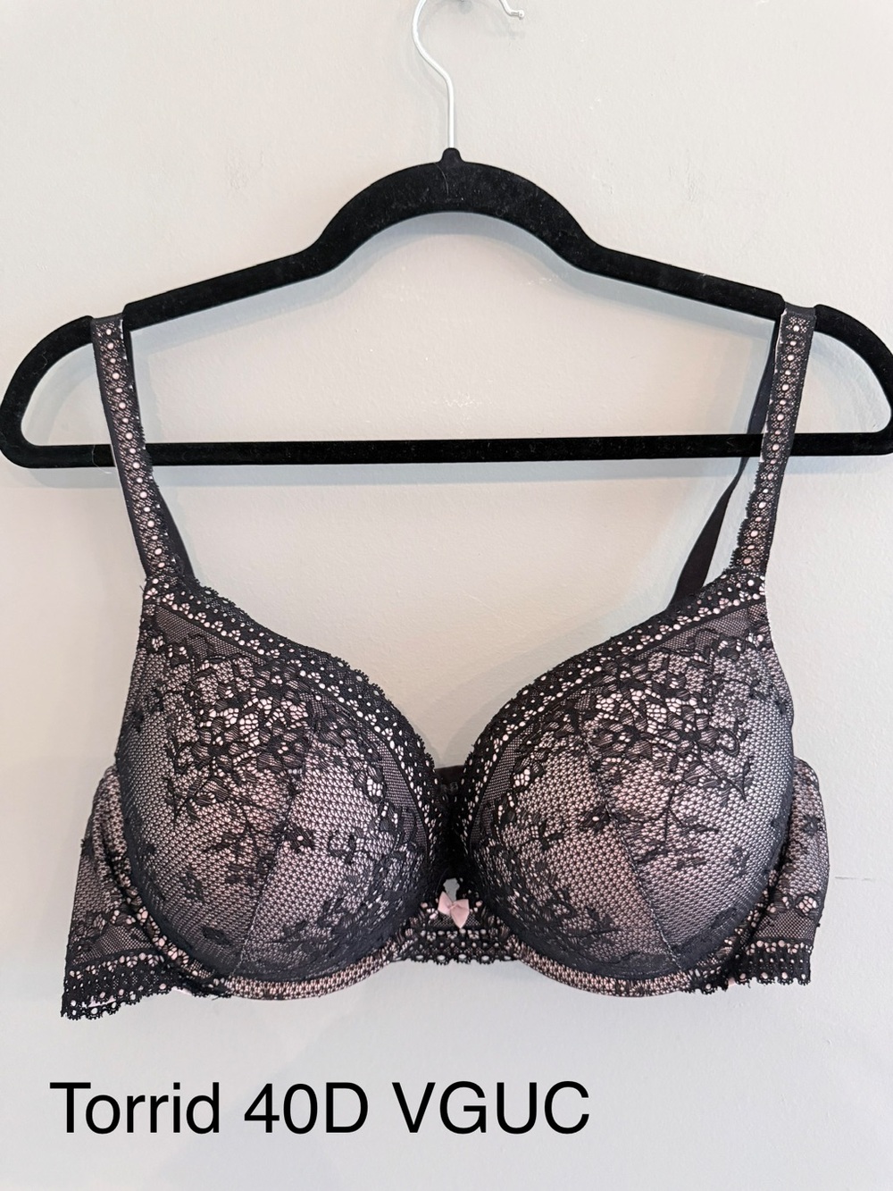 torrid Black and Pink Lace Push-Up Bra